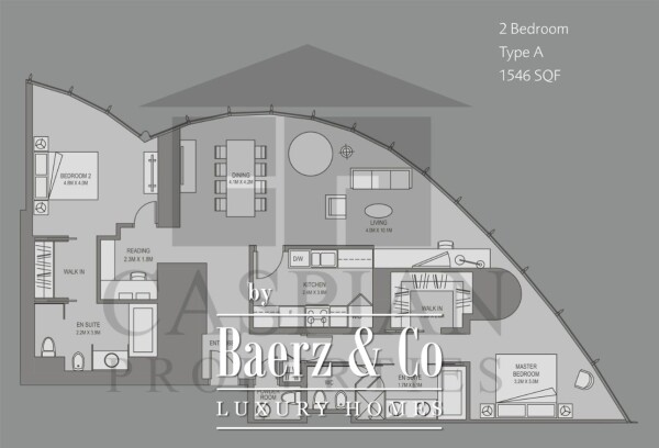 Floor Plan 1 - Luxurious 2 Bedroom Burj Khalifa Apartment with Full Fountain View